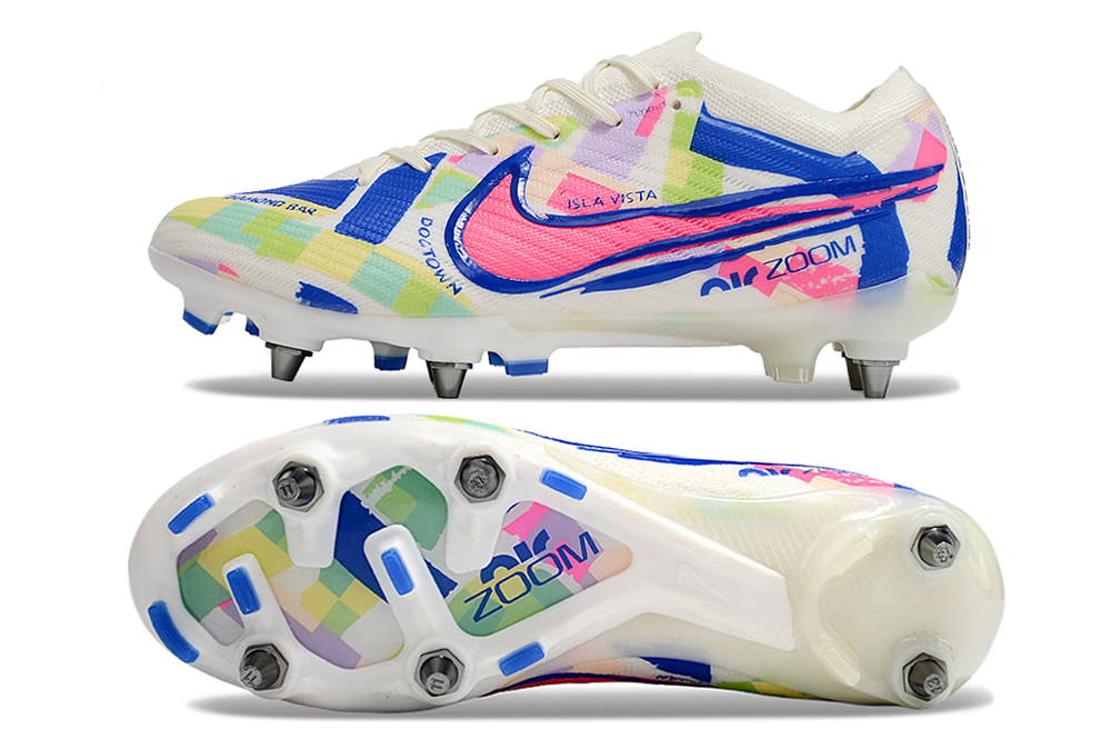 nike air zoom mercurial vapor 15 elite, white/colorful, available in FG, turf, futsal, and metal-sg.