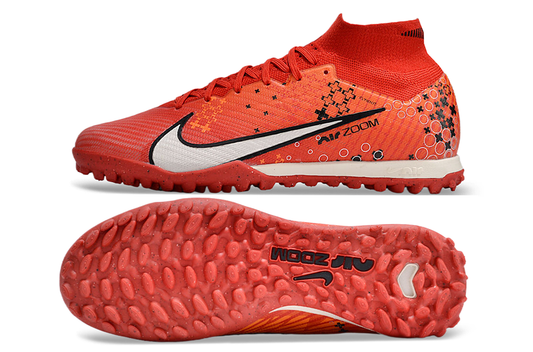 nike air zoom mercurial superfly 9 elite turf in red/black/white