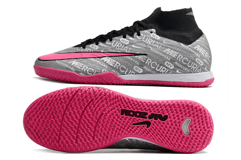 nike air zoom mercurial superfly 9 elite futsal in siler/pink