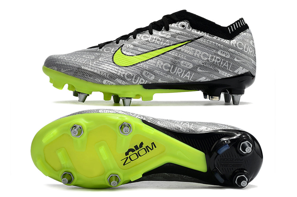 nike air zoom mercurial vapor 15 elite metal-sg silver/lime