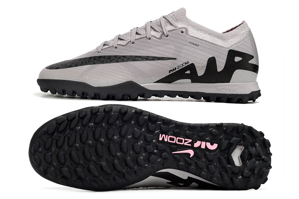 nike air zoom mercurial vapor 15 elite, grey/black, available in FG, turf, and futsal.