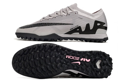 nike air zoom mercurial vapor 15 elite, grey/black, available in FG, turf, and futsal.