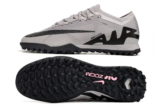 nike air zoom mercurial vapor 15 elite, grey/black, available in FG, turf, and futsal.