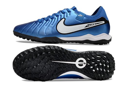 nike tiempo X legend elite, blue/white/black, available in FG and turf.