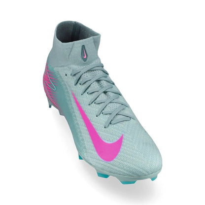 front view of the  Air Zoom Mercurial Superfly 10 Elite FG "Prism" Pack in a Blue/Pink colorway