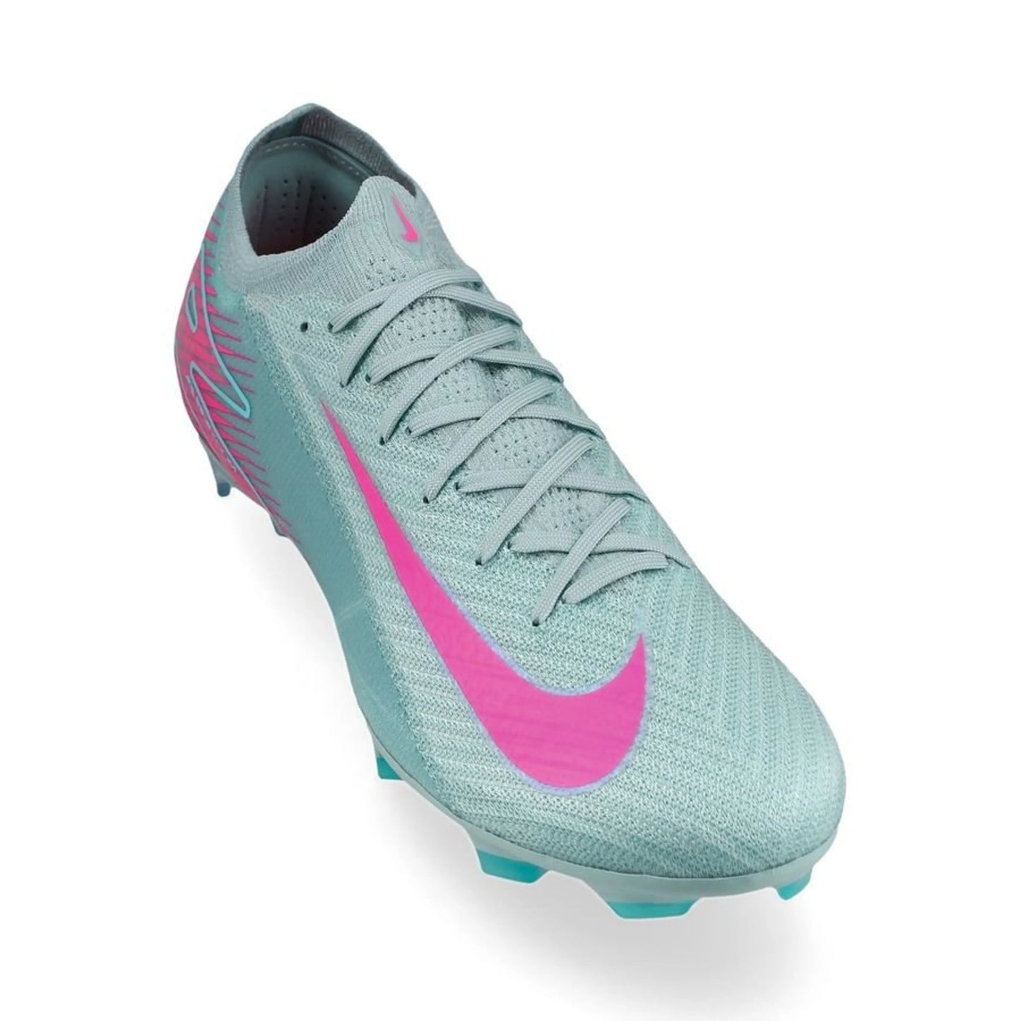 front view of the  Air Zoom Mercurial Vapor 16 Elite FG "Prism" Pack in a Blue/Pink colorway