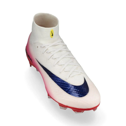 front view of the Nike Air Zoom Mercurial Superfly 10 Elite FG "Fear Nothing" Pack in a White/Black/Red colorway