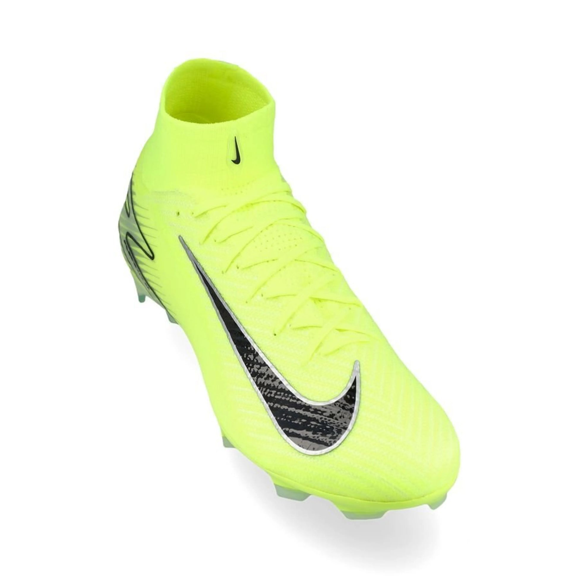 front view of the Nike Air Zoom Mercurial Superfly 10 Elite FG "Mad Voltage" Pack in a Neon/Black colorway