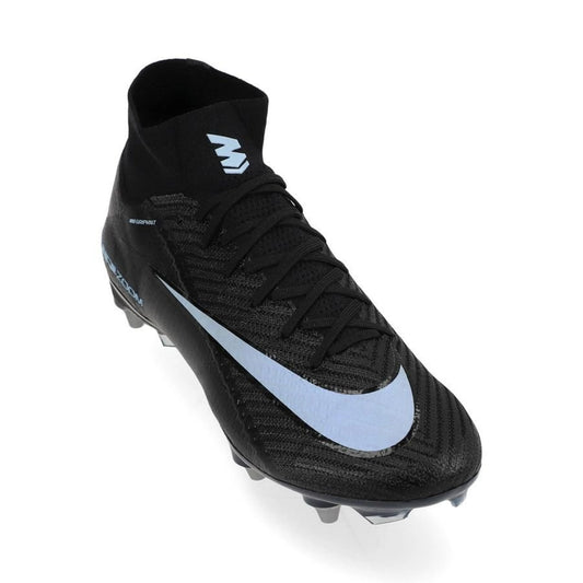front view of the Nike Air Zoom Mercurial Superfly 10 Elite SG-PRO in Black/Blue from the stealthy Shadow Pack
