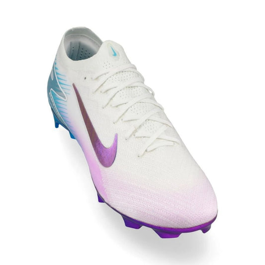 front view of the Nike Air Zoom Mercurial Vapor 16 Elite FG "Chromatic" Pack in a White/Blue colorway
