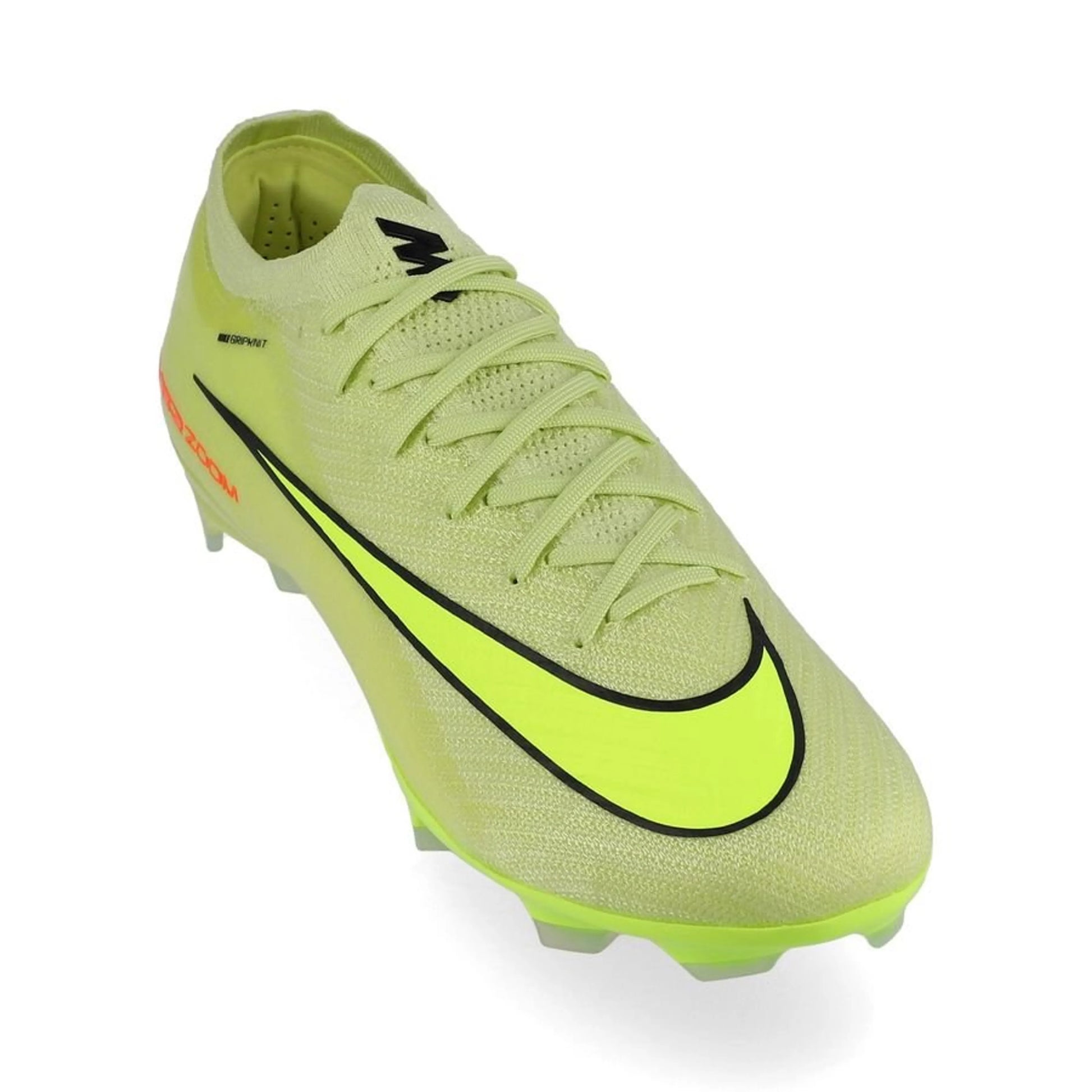 front view of the Nike Air Zoom Mercurial Vapor 16 Elite FG "Max Voltage" Pack in a Green/Yellow colorway