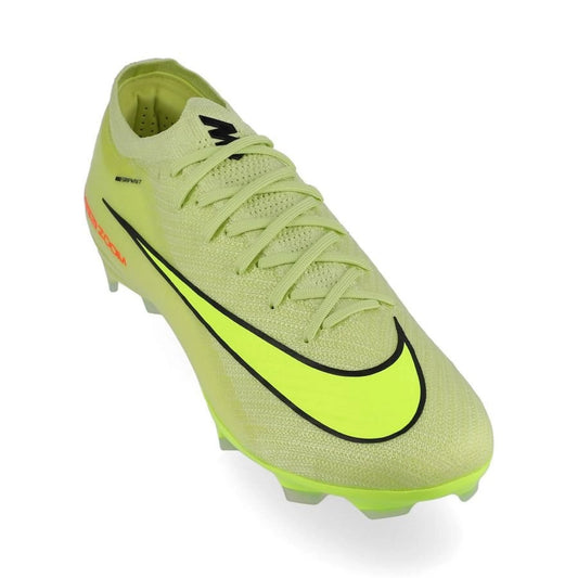 front view of the Nike Air Zoom Mercurial Vapor 16 Elite FG "Max Voltage" Pack in a Green/Yellow colorway