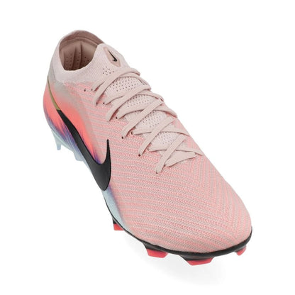 front view of the Nike Air Zoom Mercurial Vapor 16 Elite FG "United Chapter 2" Pack in a Pink/Blue/Black colorway