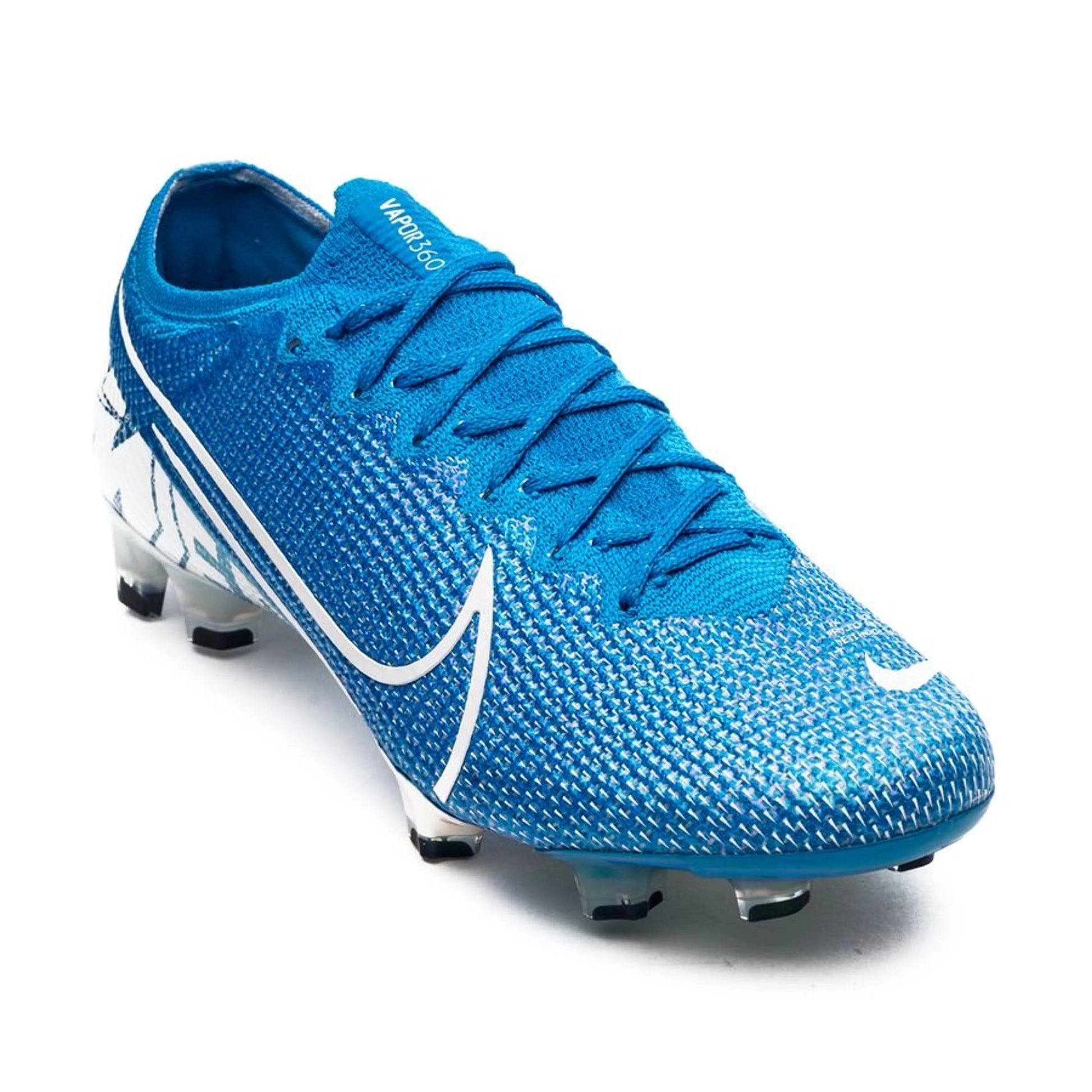 front view Nike Mercurial Vapor 13 Elite FG in a Blue/White colorway