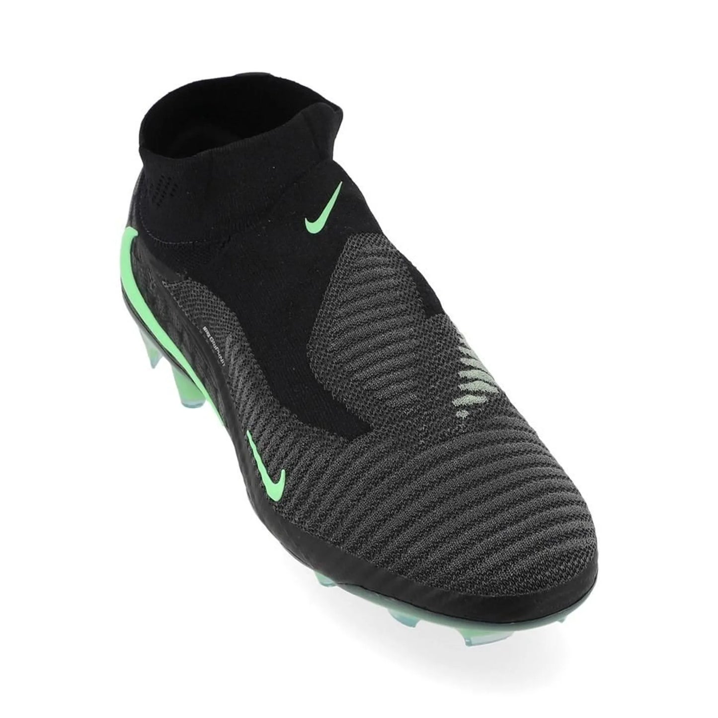 front view of the Nike Phantom 6 Elite High Cut FG from the Shadow Pack FA26 in Black/Green