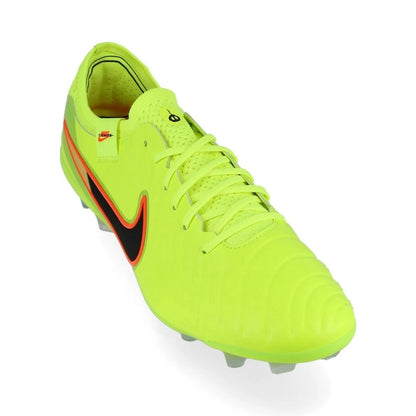 front view of the Nike Tiempo Legend 10 Elite FG "Max Voltage" Pack Neon/Black/Orange colorway
