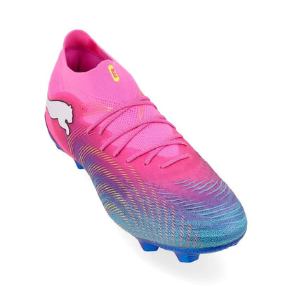 front view of the PUMA Future 9 Ultimate FG in Poison Pink / Sun Stream (Showtime Pack)