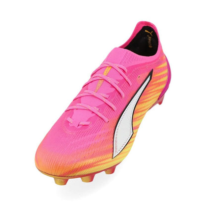 front view of the PUMA Ultra 6 Ultimate FG Women's in Poison Pink / Sun Stream (Showtime Pack)