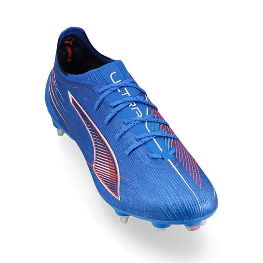front view of the PUMA Ultra 6 Ultimate SG Untamed in Blue/White/Red