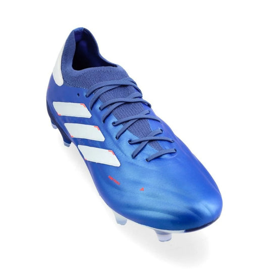 front view of the adidas Copa Pure 2 + FG Marinerush Pack in a Blue/White/Red colorway