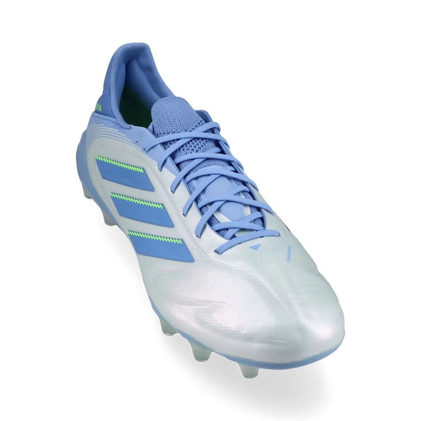 front view of the adidas Copa Pure Elite III FG "Celestial Victory" Pack in a Blue/Lemon colorway