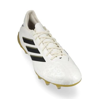 front view of the adidas Copa Pure Elite III FG "Road to Glory" Pack in a White/Black/Gold colorway 