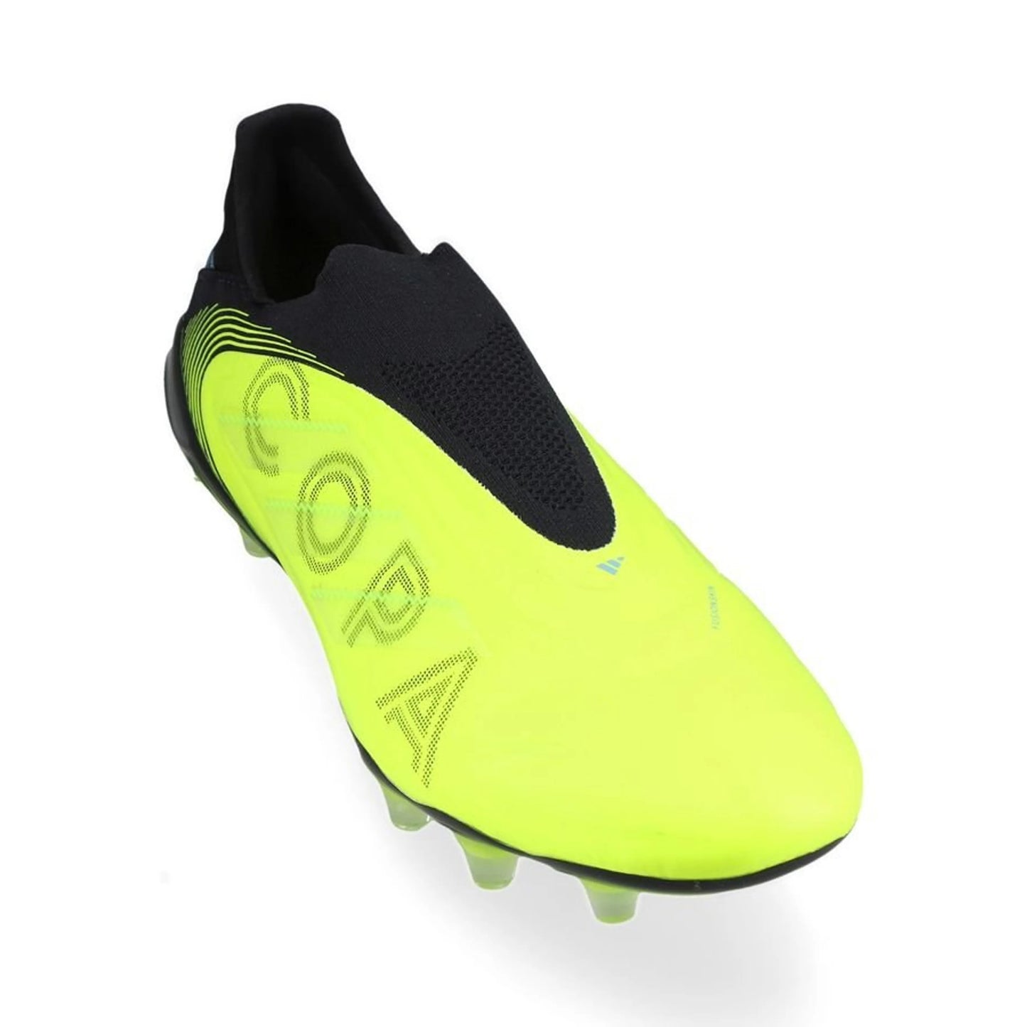 front view of the adidas Copa Pure Elite III Laceless FG "Mystic Victory" pack in Lemon/Black colorway