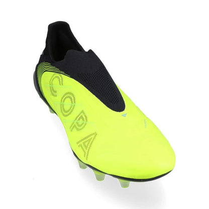 front view of the adidas Copa Pure Elite III Laceless FG "Mystic Victory" pack in Lemon/Black colorway