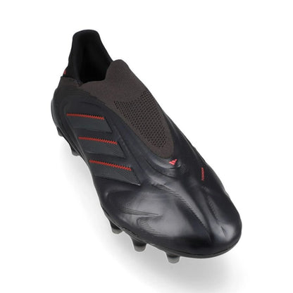 front view of the adidas Copa Pure Elite III Laceless FG "Stealth Victory" pack in a Black/Grey/Red colorway