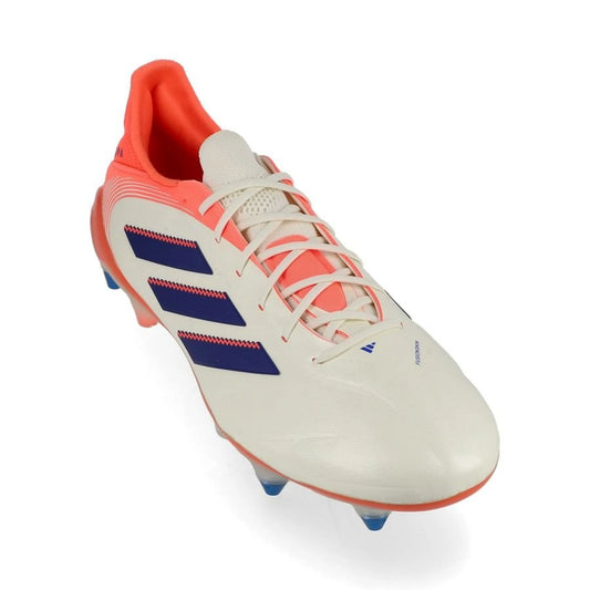 front view of the adidas Copa Pure Elite III SG in white/orange from the energetic Coral Blaze Pack