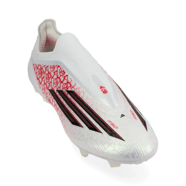 front view of the adidas F50 Elite Laceless FG Lamine Yamal in a  White/Black/Red colorway
