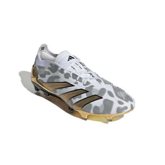 front view of the adidas Predator Elite FG "Generation Pred 2.0" pack in a White/Black/Gold colorway