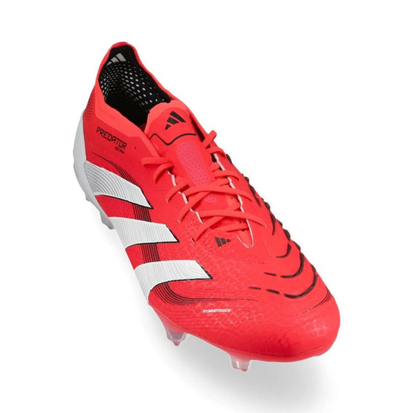 front view of the adidas Predator Elite FG "Pure Victory" pack in Red/White/Black colorway