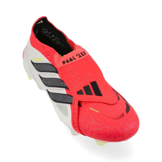 front view of the adidas Predator Elite FG Tongue Fold-over Born For Goals in Red/Black/White colorway