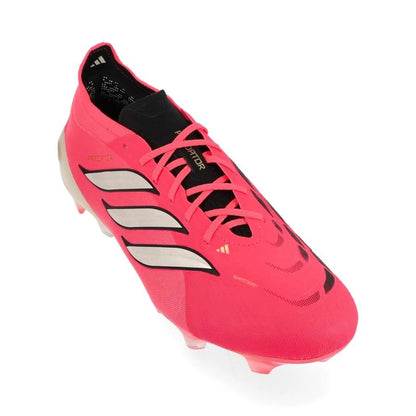 front view of the adidas Predator Elite FG in Solar Turbo / Thermal Chrome / Core Black (Road to Glory Pack)