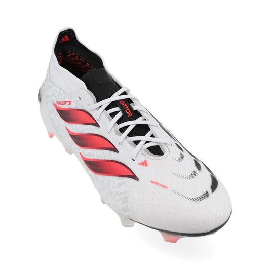 front view of the adidas Predator Elite FG in White/Red/Black from the Chaos vs Control Pack