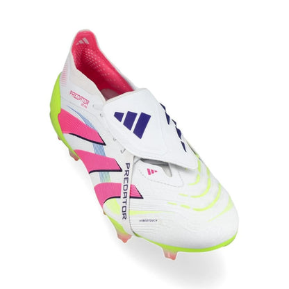 front view of the adidas Predator Elite Fold-over Tongue FG "Celestial Victory" Pack in a White/Pink/Lemon colorway