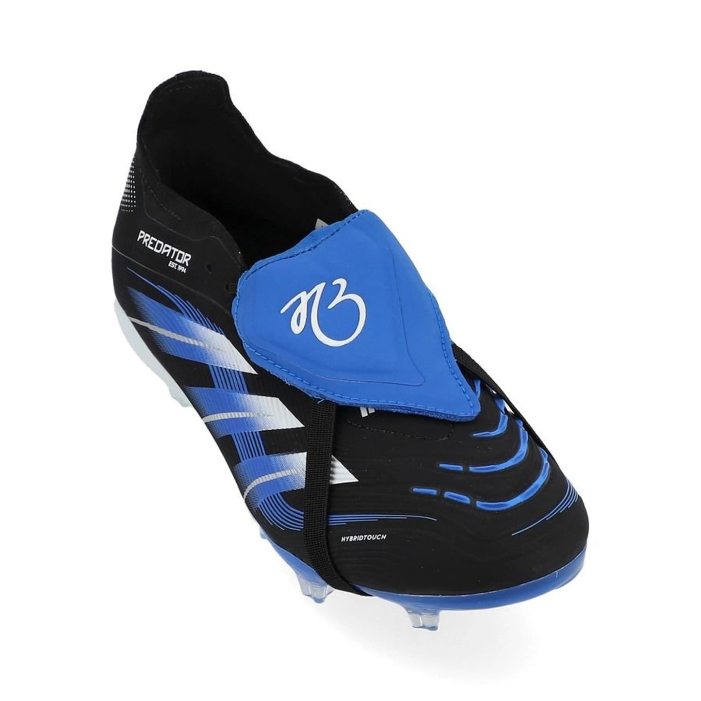 front view of the adidas Predator Elite Fold-over Tongue FG in a Black/White/Blue colorway