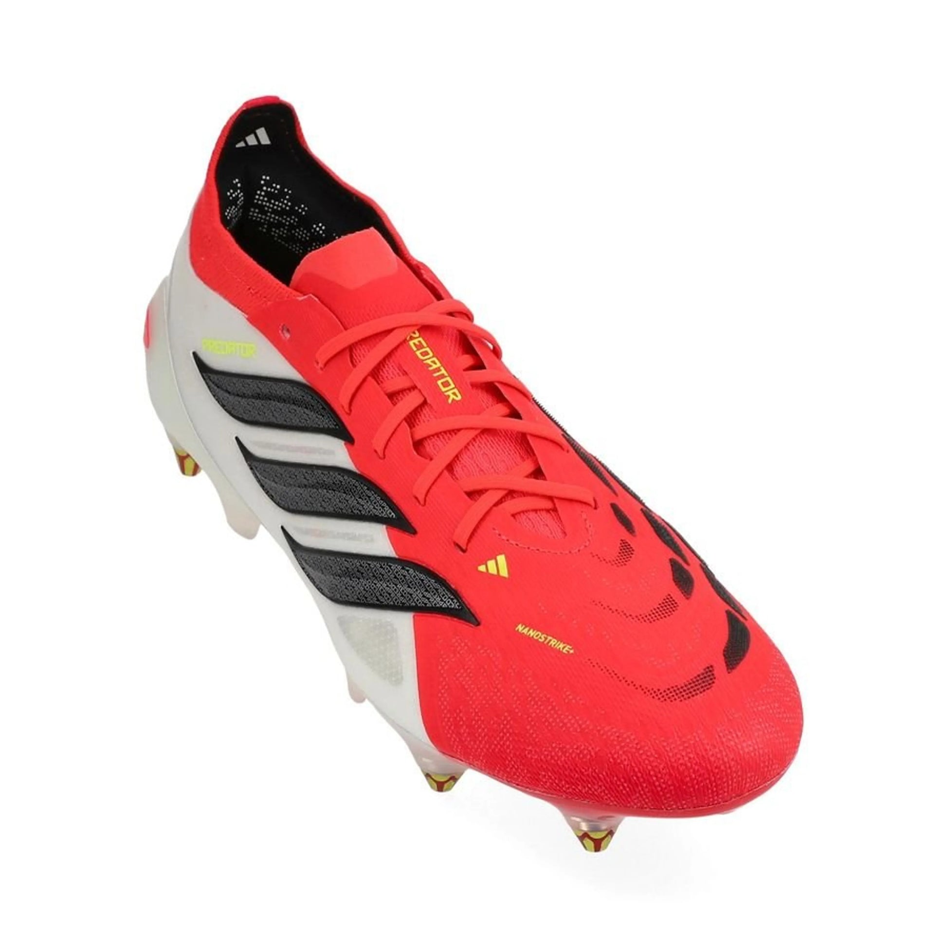 front view of the adidas Predator Elite SG in Lucid Red / Core Black / Footwear White (Born For Goals Pack)