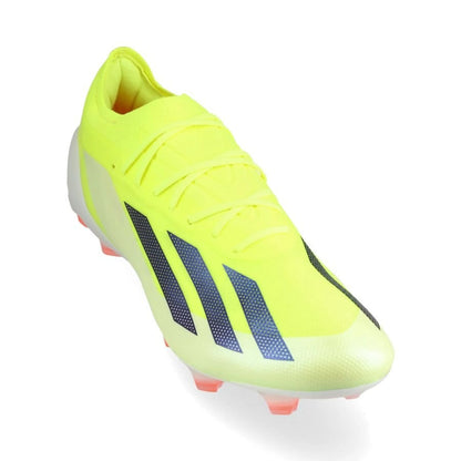 front view of the adidas X Crazyfast Elite FG "Solar Energy" Pack in a Yellow/Black/Red colorway