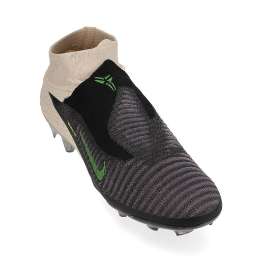 front view of the Nike Phantom 6 Elite High Cut FG Black Mamba in White/Black/Emerald colorway