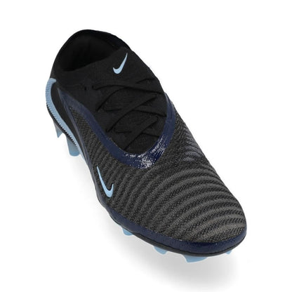 front view of the Nike Phantom 6 Elite Low Cut FG Shadow in Black/Blue colorway