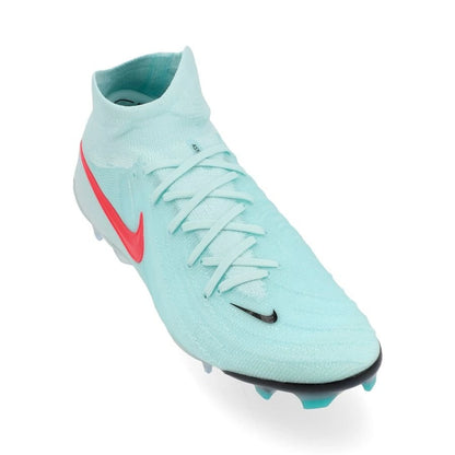 front view of the Nike Phantom Luna II Elite FG "Mad Energy" Pack in an Aqua/Red/Black colorway