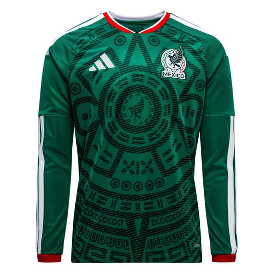 front view of the adidas Mexico 2026 World Cup Home Long Sleeve Shirt - Bold Green