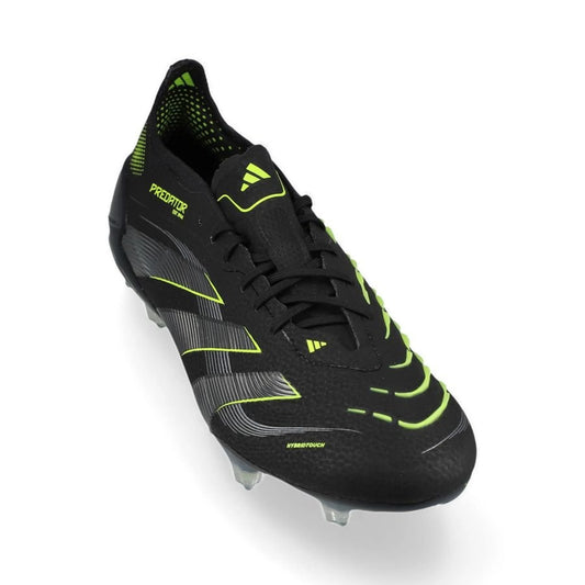 front view of the adidas Predator Elite FG Electric Stealth pack in Black/Lemon