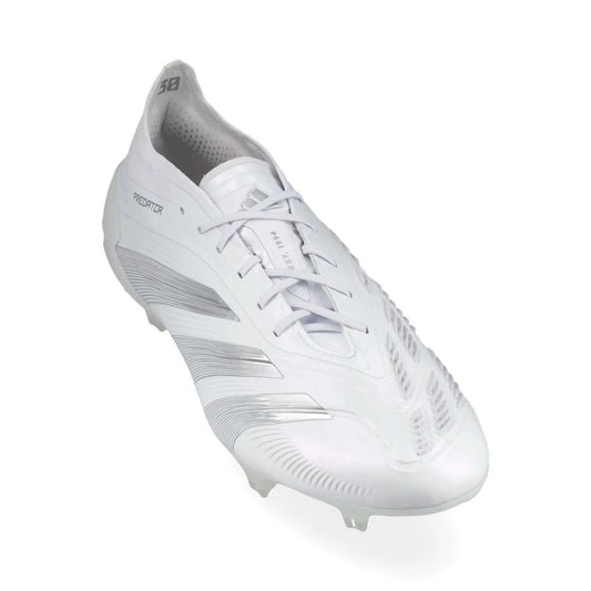 front view of the adidas Predator Elite FG Pearlized pack in a clean White finish.