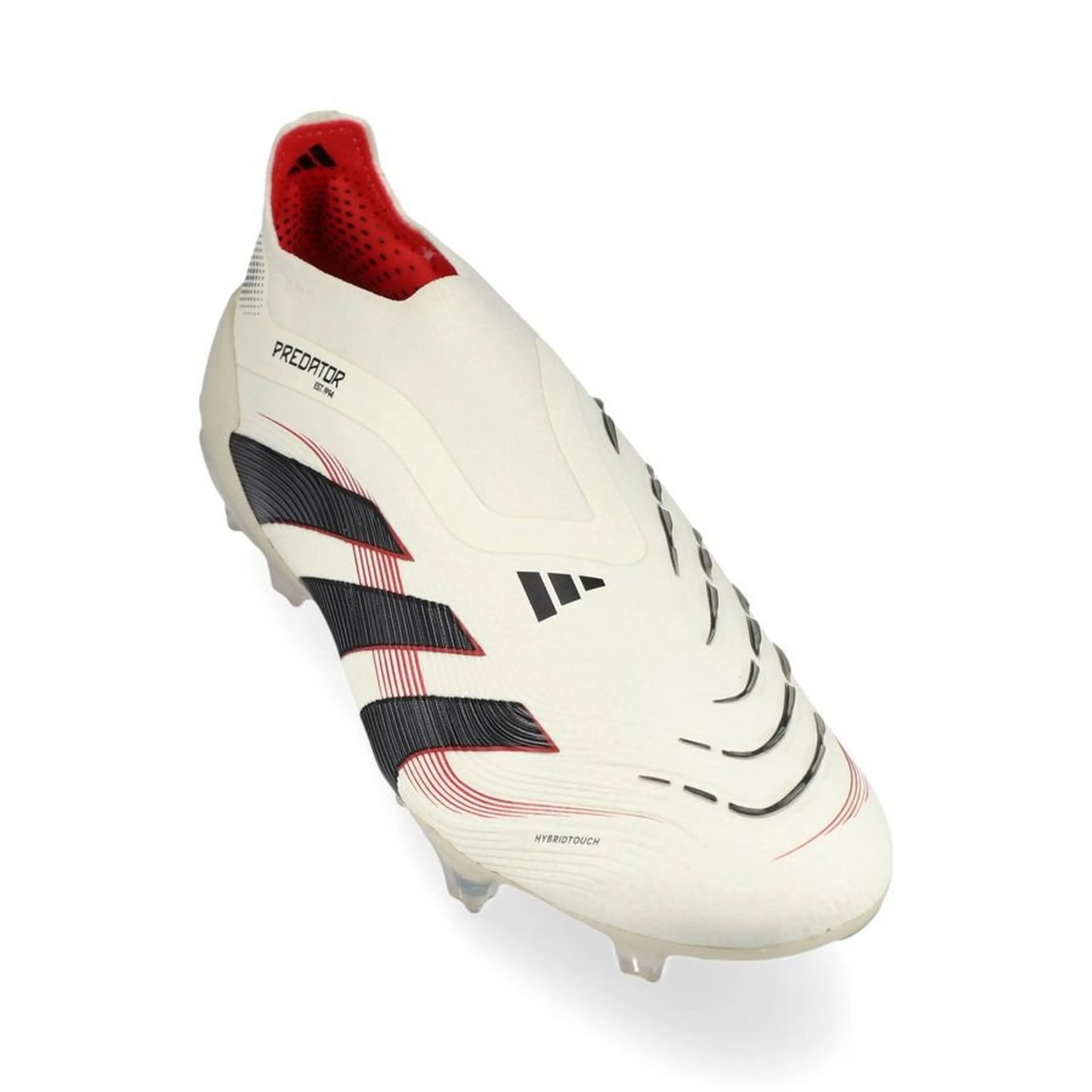 front view of the adidas Predator Elite Laceless FG "Champagne" pack in Off White/Black colorway