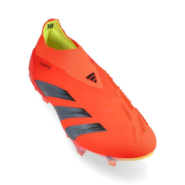 front view of the adidas Predator Elite Laceless FG "Predstrike" pack in Red/Black/Yellow colorway