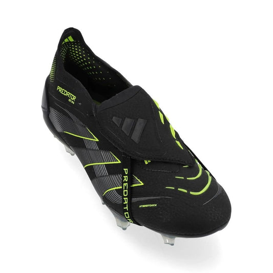 front view of the adidas Predator Elite Tongue Fold-over FG Electric Stealth pack in Black/Lemon