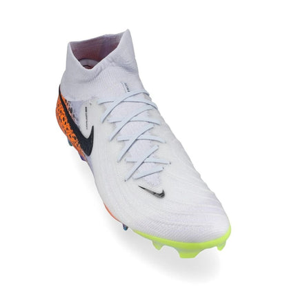 front view of the Nike Phantom Luna 2 Elite FG "Electric" Pack in a Grey/Black/Orange colorway